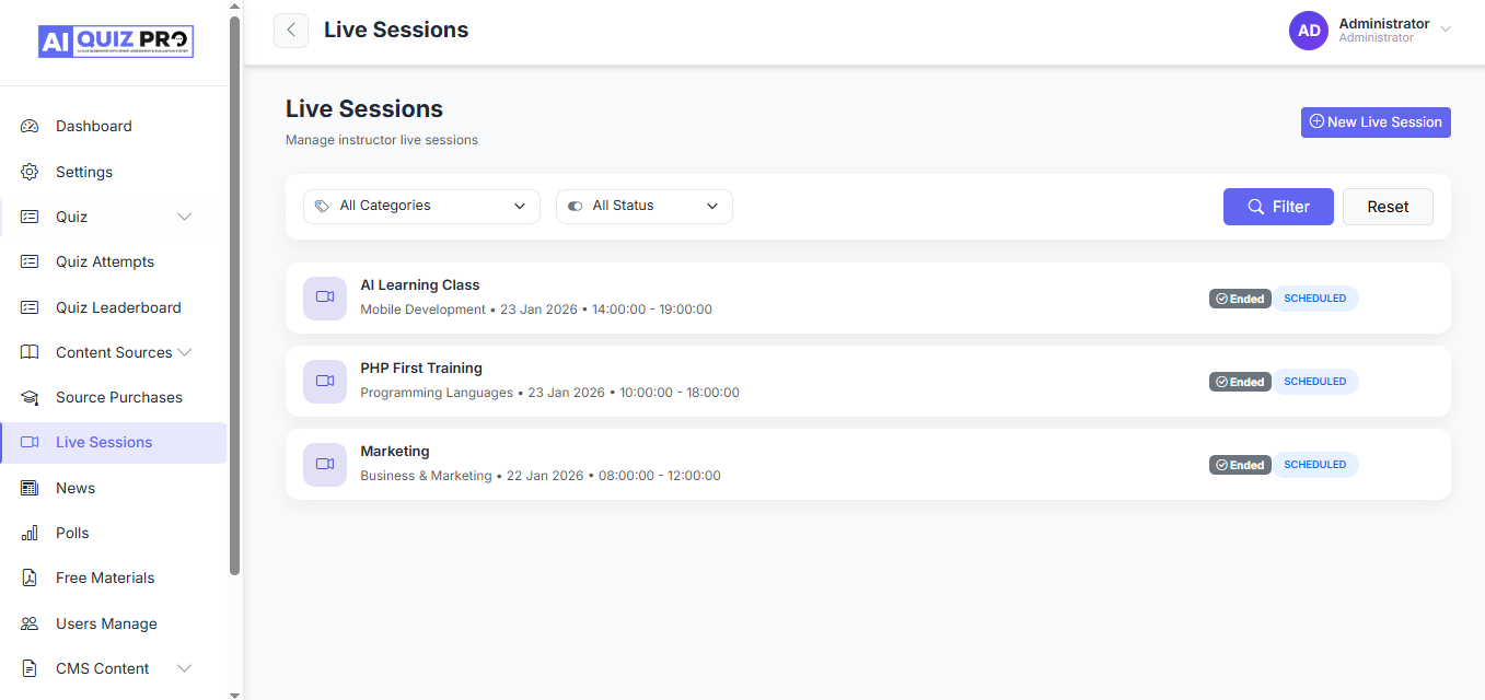 Zego Live Streaming Manager Panel